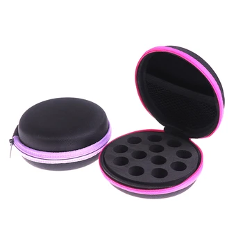 

12 Bottles Round Essential Oil Storage Bag Essential Oil Organizer Case 1ml 2ml Bottle Travel Portable Nail Polish Carry Holder