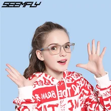 Seemfly анти-синий светильник, очки для детей, гибкие TR90, силиконовые оправы для очков для мальчиков и девочек, квадратные оптические очки