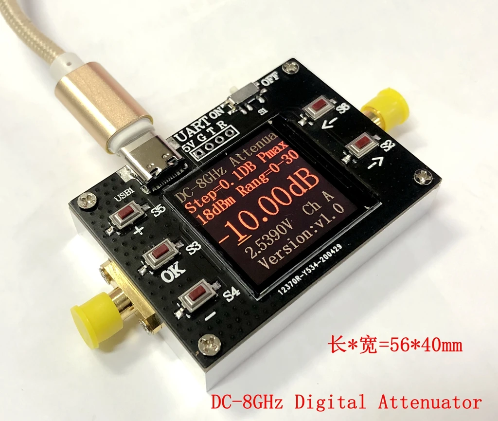 

1pc DC-8G Digital Programmable Attenuator 30DB Step 0.1DB TFT display CNC shell supports communication