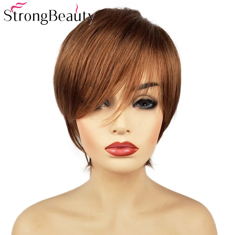 StrongBeauty короткие прямые парики натуральные волосы женские синтетические