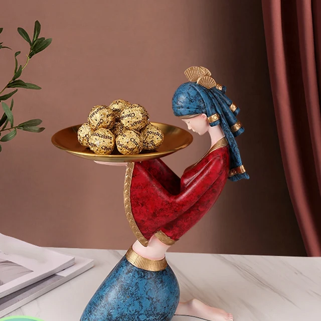 Victoria Girl Doll Storage Tray Plate Decoration Home Decoration Desktop Resin Art Sculpture Statue