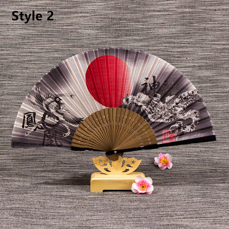 Vintage Silk Folding Fan Chinese Japanese Tassel Bamboo Dance Hand Fan Home Decoration Ornaments Craft Gift