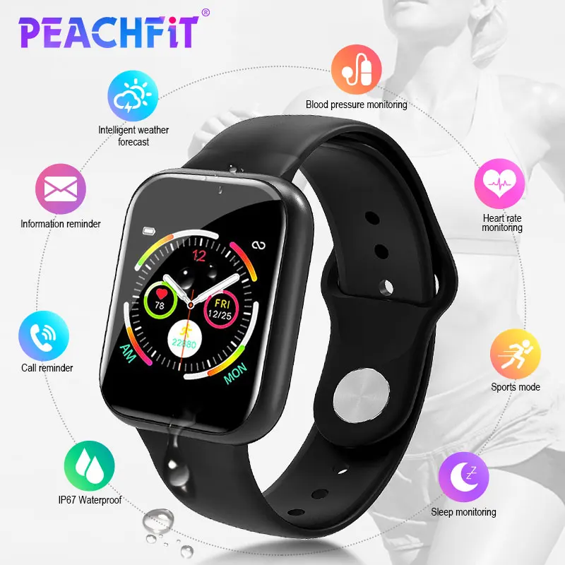Смарт-часы PEACHFIT Y2 с пульсометром тонометром фитнес-браслет часы для женщин и