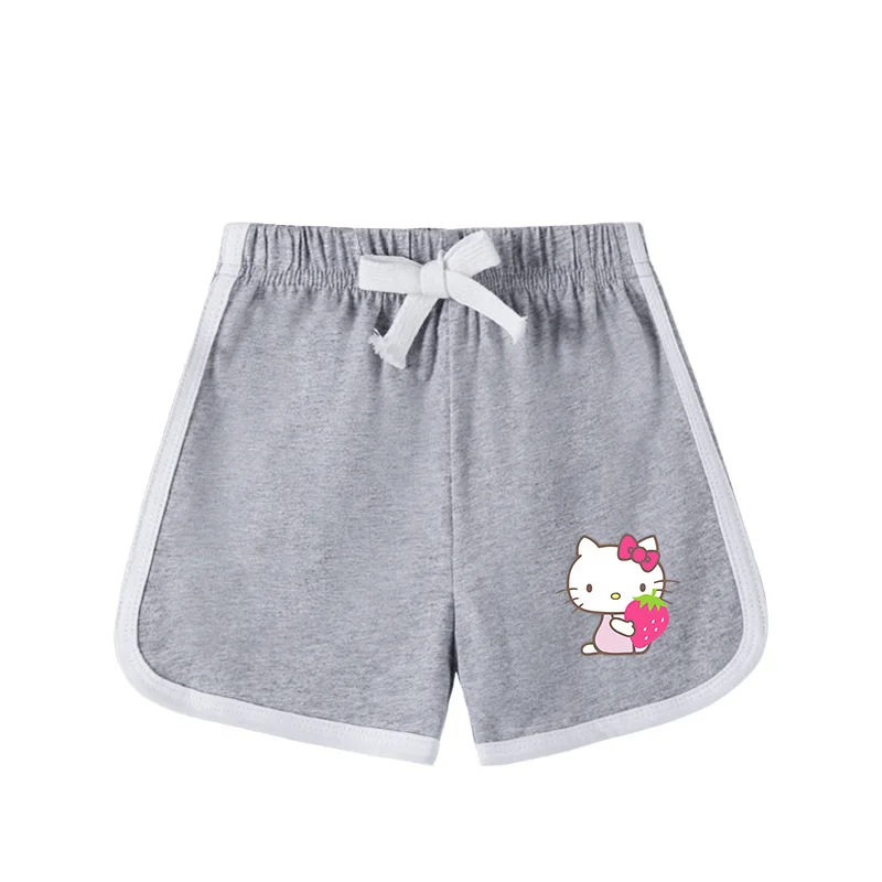 thumbnail image 1 of Hello Kitty-ropa transpirable de algodón puro para niños, conjunto de dos piezas, moda informal para niñas, pantalones cortos de manga corta, traje deportivo para niño, 1 of 5