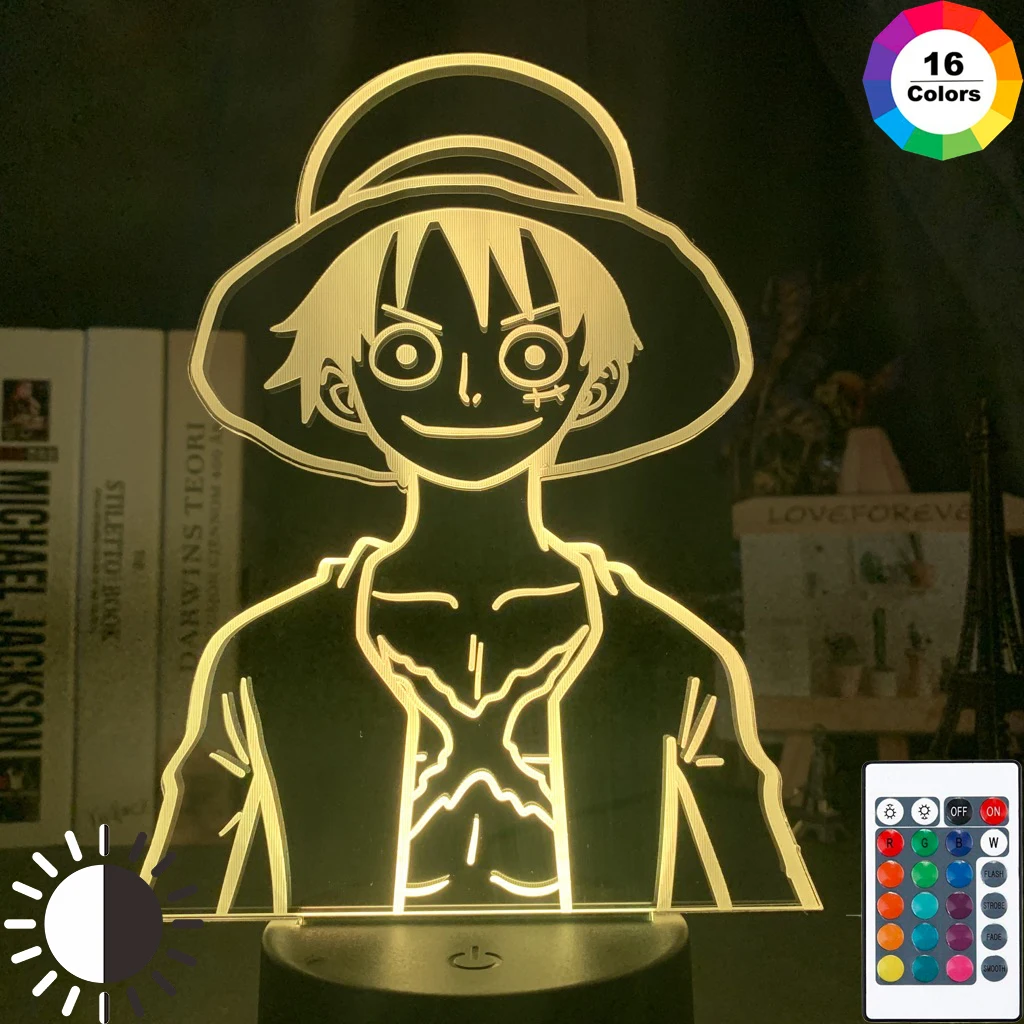 

3d Night Light One Piece Monkey D Luffy Led Color Changing Usb Battery Powered Night Lamp Bedroom Decor Nightlight for Kids