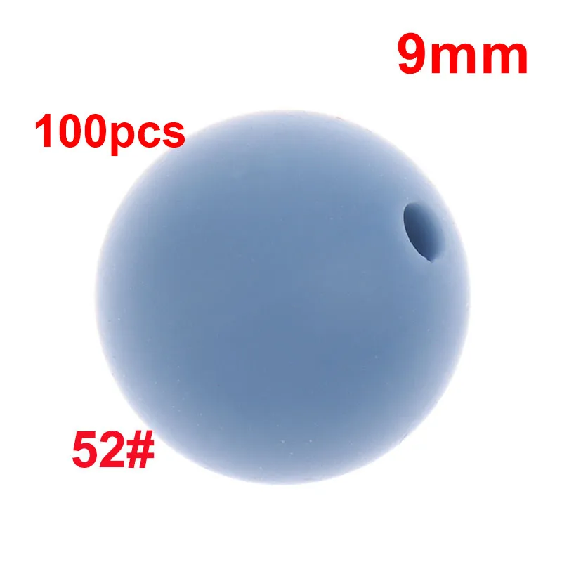 52 Powder Blue Fkisbox 100 шт 9 мм детский Прорезыватель жемчужные Силиконовые Круглые бусины Bpa бесплатно Новорожденные сенсорные бижутерия для прорезывания зубов пустышки цепи аксессуары - Цвет: 52 Powder Blue