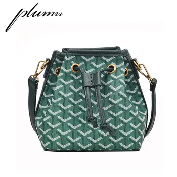 

Plumn Women's Bucket Bag Printed Single Shoulder Messenger Bag with Drawbag