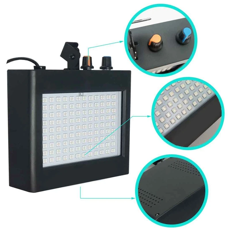180 Leds Strobe Flash Light Portable 35W Rgb Remote Sound Control Strobe Speed Adjustable For Stage Disco Bar Party Club(Us Plug