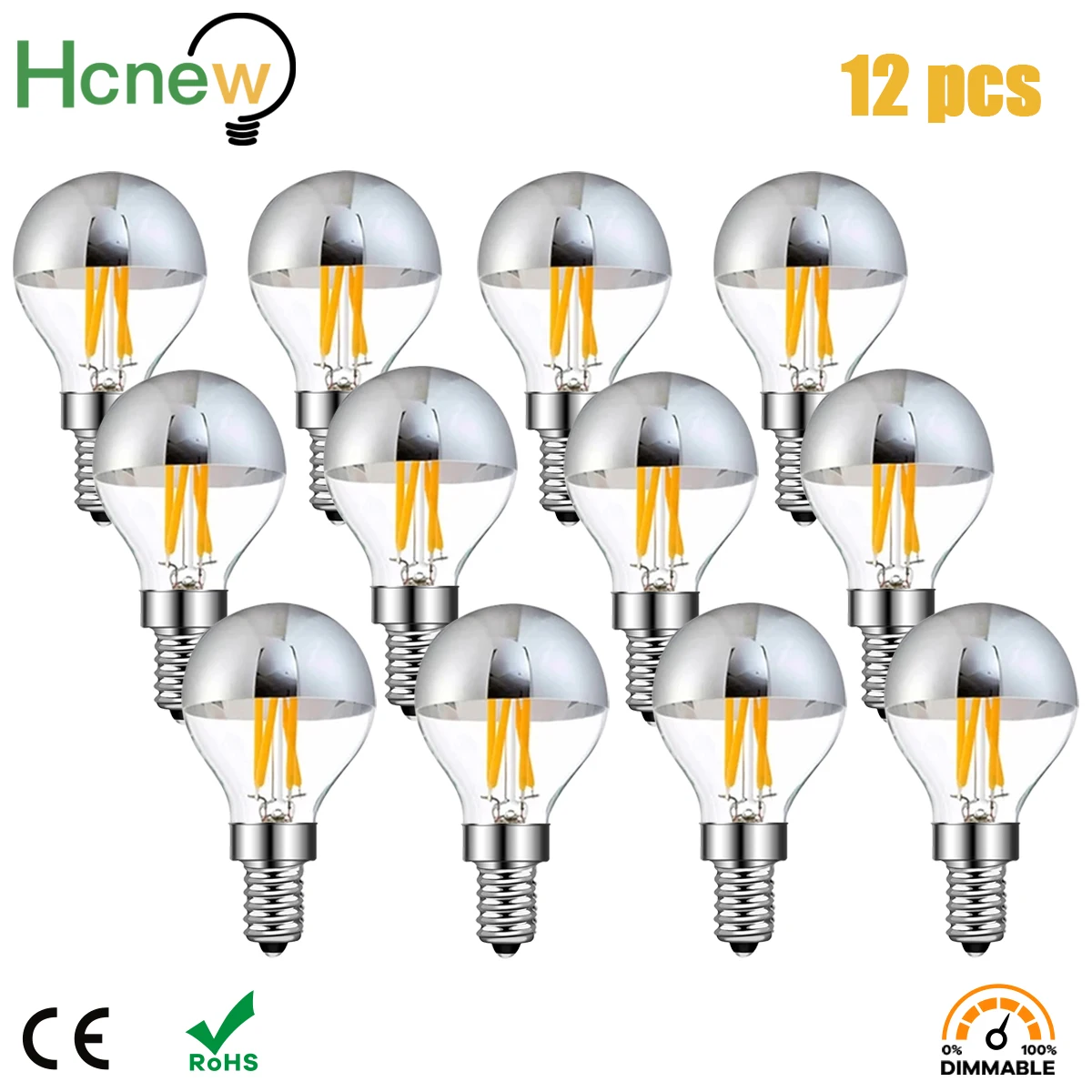 Hcnew G45 Edison Sliver Dripped Globe Led Lamp E14 220V Led Dimmable Filament Bulb E12 110V Decorative Household Light Lamps