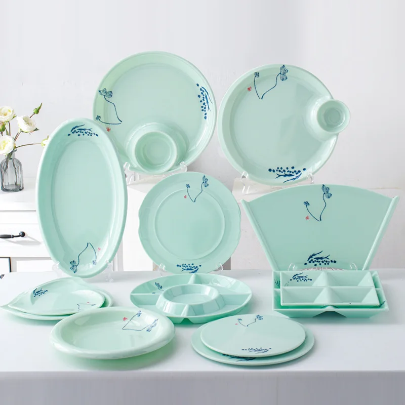 

Melamine jade dish platter fish plate steak cold hotel commercial tableware