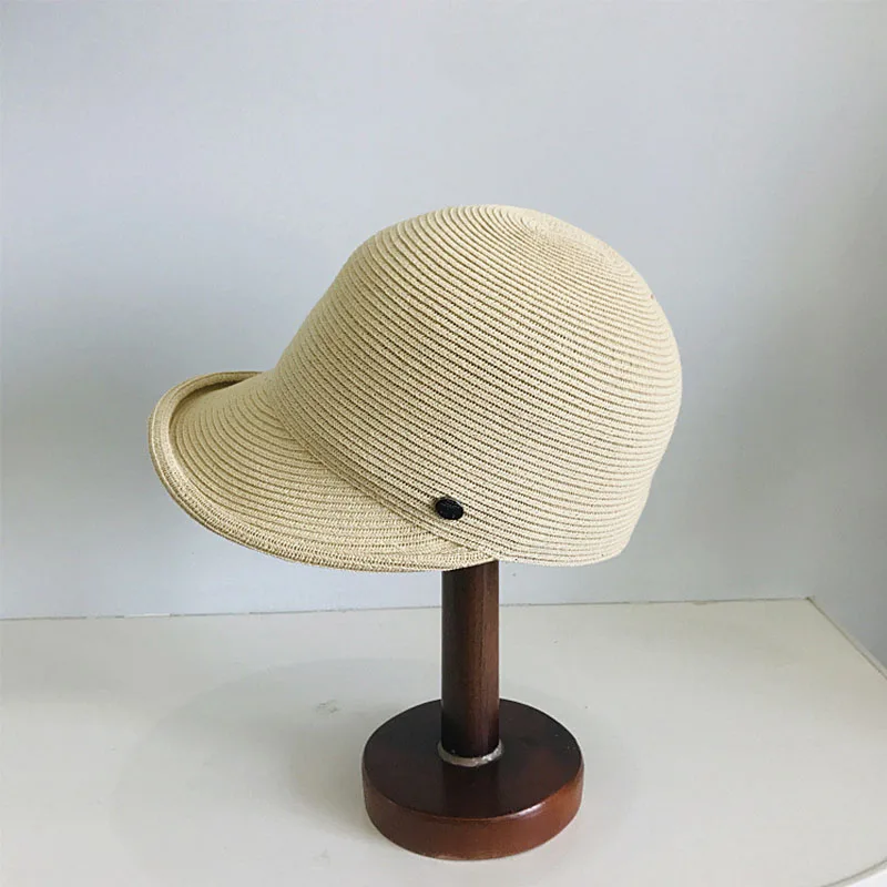 

Women's Summer Hat Sun Protection Cap Female Baseball Cap Sun Hat Solid Color Sun Visor Curved Brim Beach Hat Foldable Straw Hat