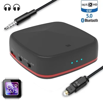 

Dual Link Bluetooth 5.0 CSR8675 Aptx HD LL Low Latency Stereo Audio Spdif Optical Toslink RCA Aux 3.5mm TV Transmitter Receiver