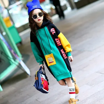 

New Hit color Cotton Winter Warm Sweatshirts for Girls Plus Velvet Teenager Girls hoodies Thicken kids T-shirt children clothing