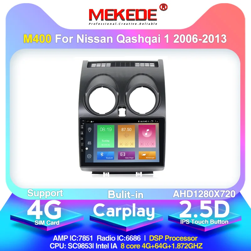 

MEKEDE Android 10.0 4+64G For Nissan Qashqai 1 J10 2006-2013 Car Radio Multimedia Video Player Navigation GPS