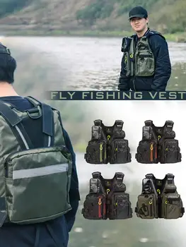 

Fishing Vest Multi-pocket Reflective Design Buoyancy Jacket Design Removable Strap Fishing Vest Adjustable Fly Bass Fishing