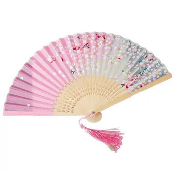 

Silk Fan Chinese Japanese Style Folding Fan Home Decoration Ornaments Pattern Art Craft Gift Wedding Dance Hand Fan