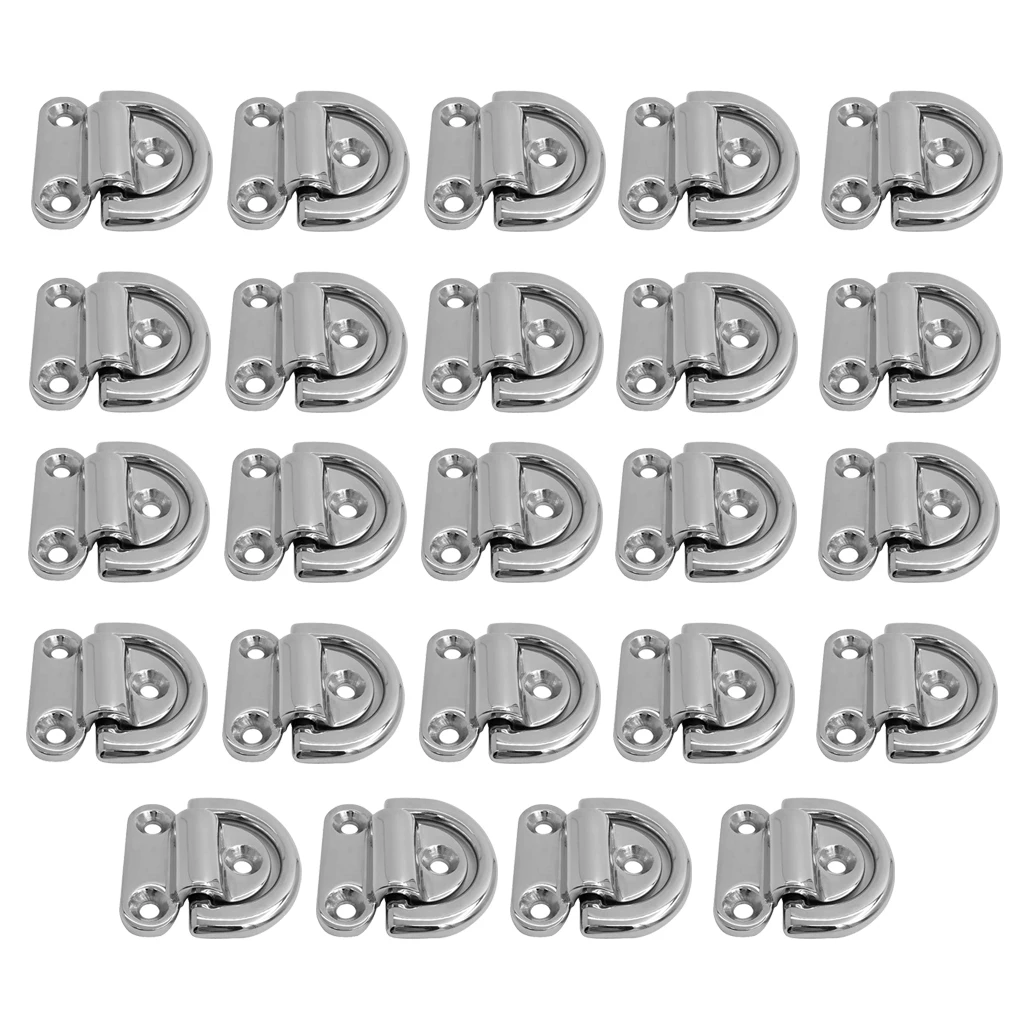 

MagiDeal 24pcs Folding Pad Eye Deck Lashing Ring Staple Cleat for Trailer