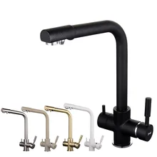 Frap New Black Kitchen sink Faucet mixer Seven Letter Design 360 Degree Rotation Water Purification tap Dual Handle F4352 series