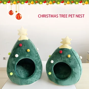 

Christmas Tree Cat House For Small Dog Puppy Kitten Warm In Winter Christmas Gift For Bull Terrier Pomeranian Removable Washable