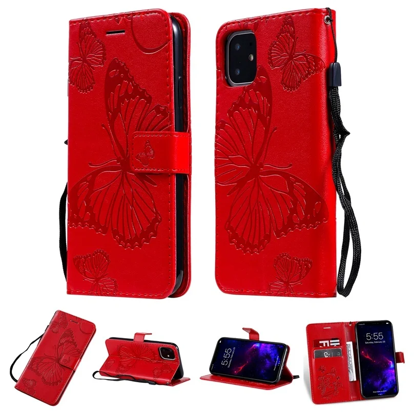 Wallet Flip 3D Butterfly Leather Case For iPhone 11 Pro X XS XR Max 5 5S SE 6 6S 7 8 Plus Book Cases Soft TPU Phone Cover Fundas iphone 7 cardholder cases