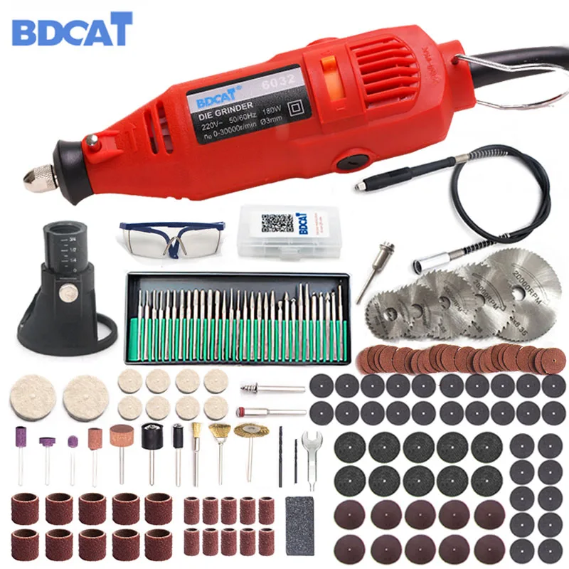 Best BDCAT 180W Dremel Mini Electric Drill Rotary Tool Variable Speed Polishing Machine with Dremel Tool Accessories Engraving Pen