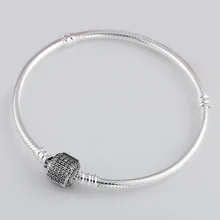 Оригинальная Фирменная застежка-цепочка-змейка с кристаллами, браслет, браслет, подходит для бусины из стерлингового серебра 925, Браслет-Шарм, сделай сам, европейская бижутерия