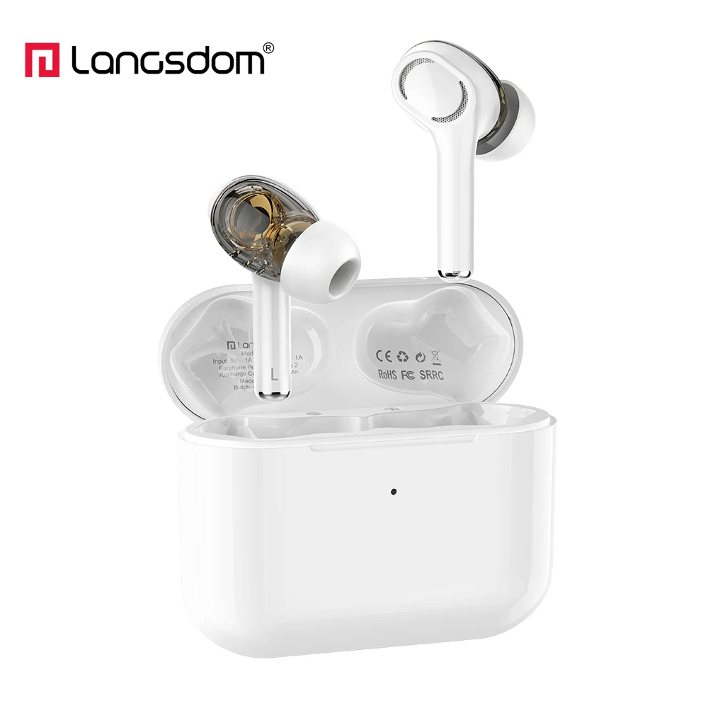 Dual Driver 4 Mics Langsdom GT4 TWS Gaming Earbuds Bluetooth 5.0 Earphones In-Ear Wireless Headphones Stereo Deep Bass Headset