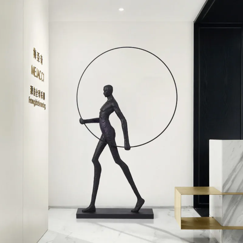 

Modern simple art hotel lobby Sales Office mall aisle large figure Abstract Giacometti sculpture
