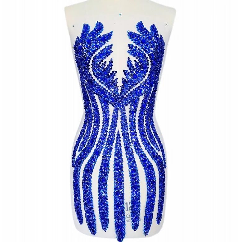 royal blue Все Ручное шитье Тюль 33x65 см блестки Кристаллы Стразы для Diy свадебные аппликации патчи Серебряное платье украшение отделка одежды - Цвет: royal blue