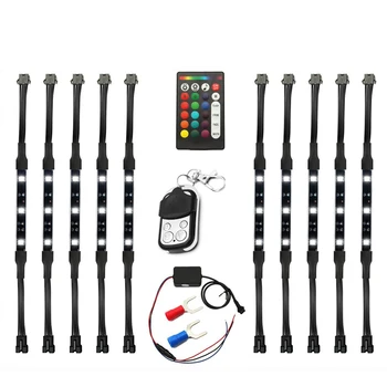 

10pc Motorcycle LED Light Kit Strips Multi-Color Accent Glow Neon Lights Lamp Flexible with Remote Controller for Motorcycle A20