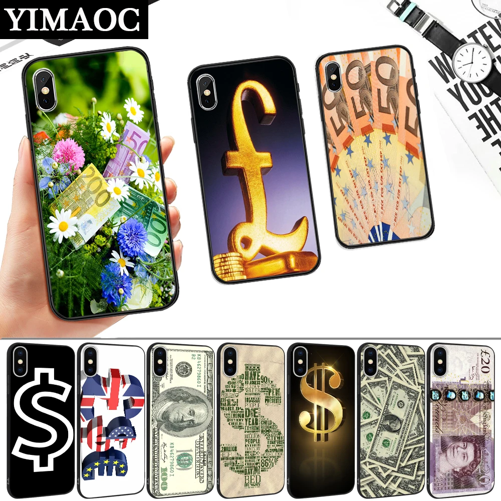 Силиконовый мягкий чехол Dollar GBP ЕВРО для iPhone 5 5S 6 6S 7 8 11 Pro Plus X XR XS Max |