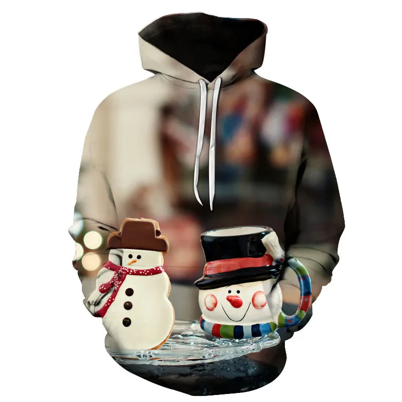 autumn hot men hoodie snow white snowman cute 3D digital print hoodie sweatshirt menwomen trend long sleeve pocket pullover
