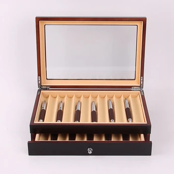 

Hot Sale Pen Fountain Wood Display Case Holder Wooden Pen Box Storage Collector Organizer Box