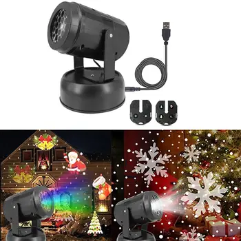 

LED Snowflake Pattern Light Laser Projector Lamp USB Move Snow Christmas Rotating Projection Night Light Christmas Decoration
