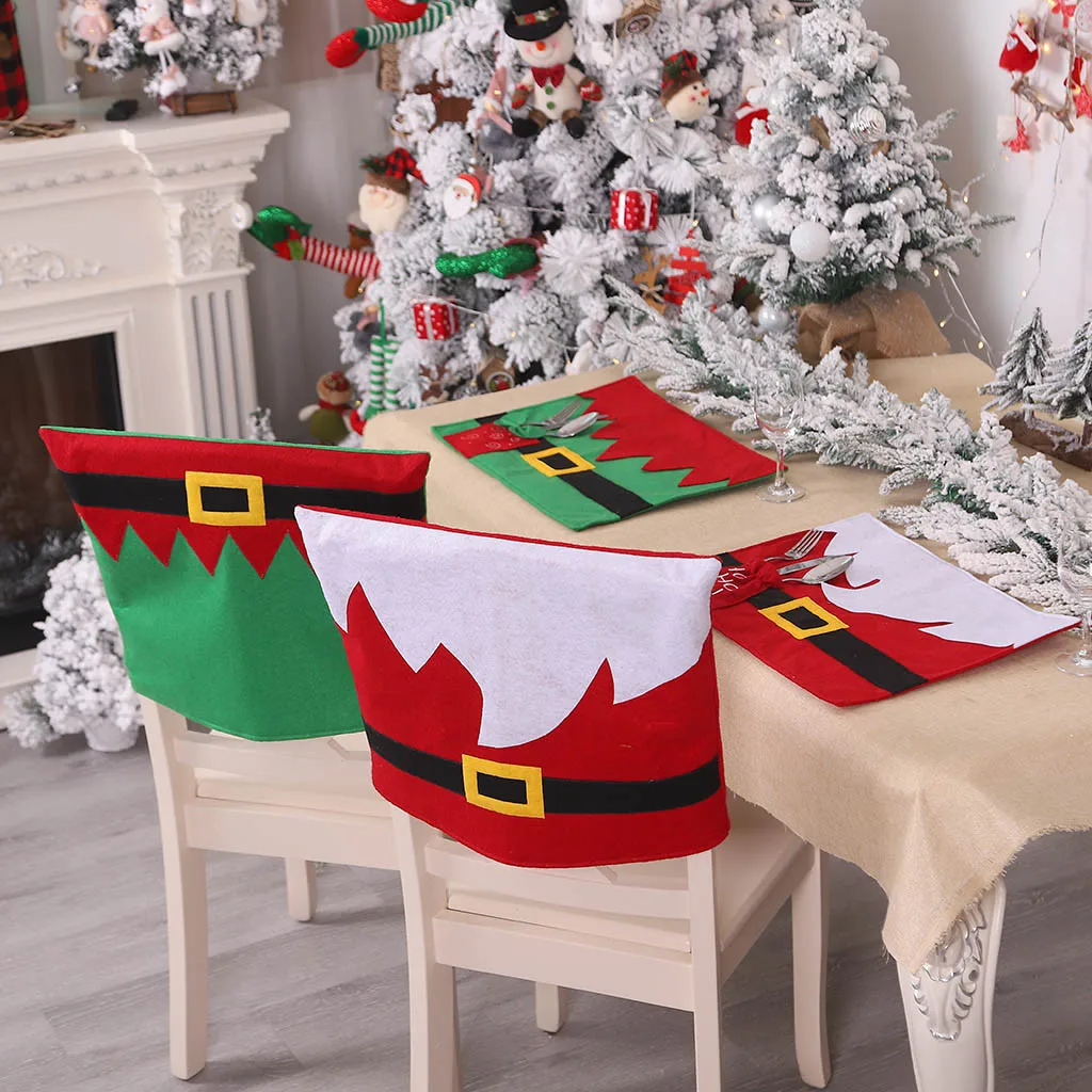 Christmas decoration chair covers dining seat santa claus home party decor 