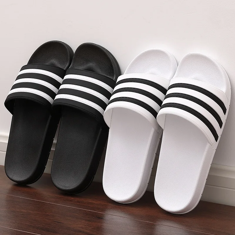 black and white striped flip flops