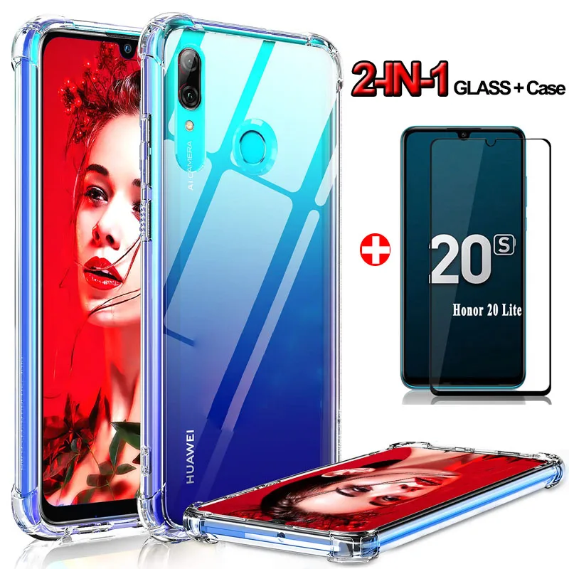 soft silicone case for Honor20 Lite 20 S Pro cases 360 bumper shockproof cover Honor-20-lite Huawei pro 20lite 20S glass | Мобильные