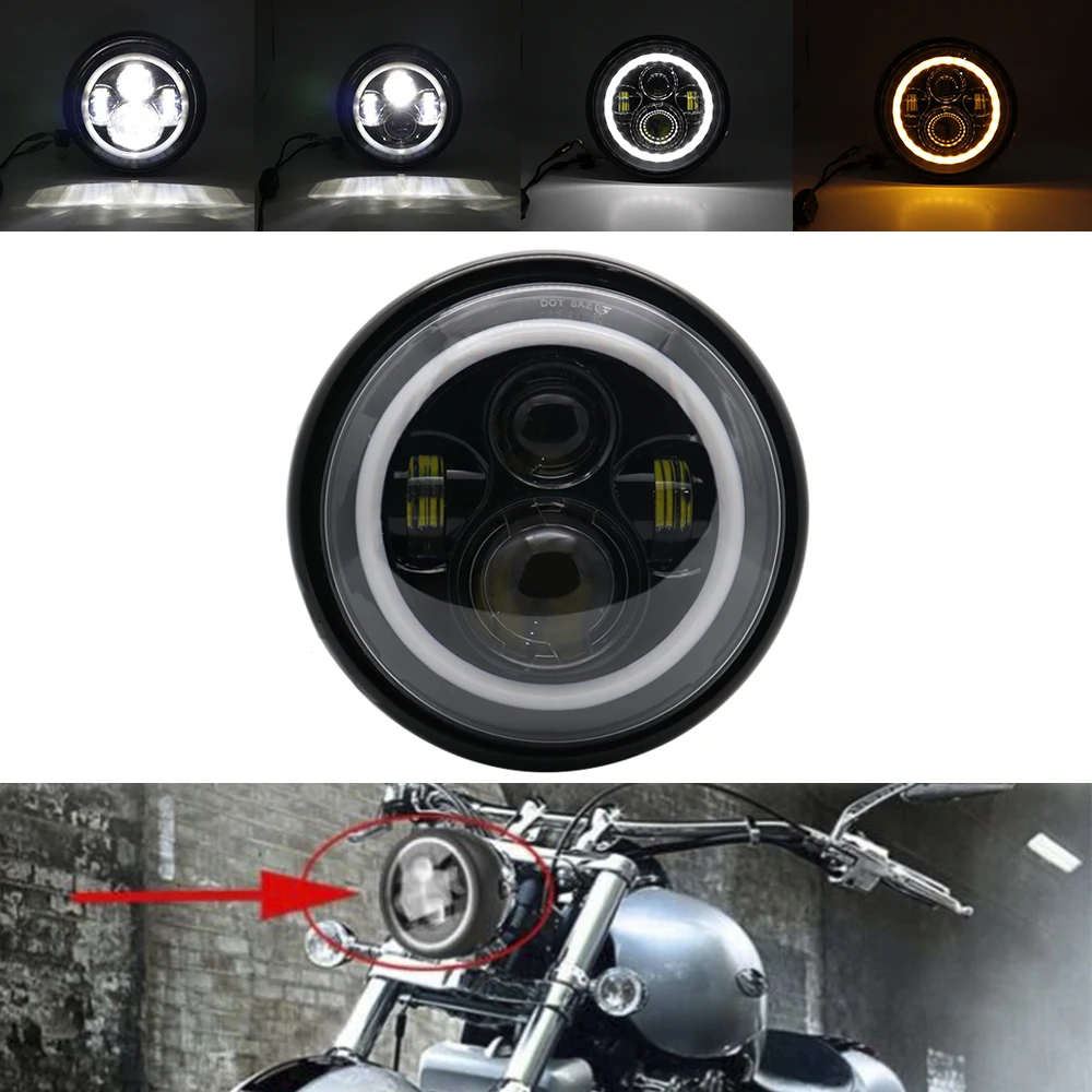 7 дюймов мотоцикл светодиодный фары лампы для Touring FLD фара двигателя лампы LED DRL с кольцо «Ангел»