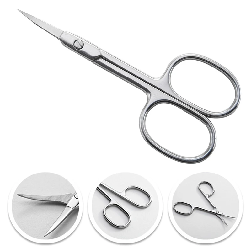Professional Stainless Steel Scissor Nail Manicure Scissors Eyebrow Nose Hair Nail Curved Scissors Makeup Tools