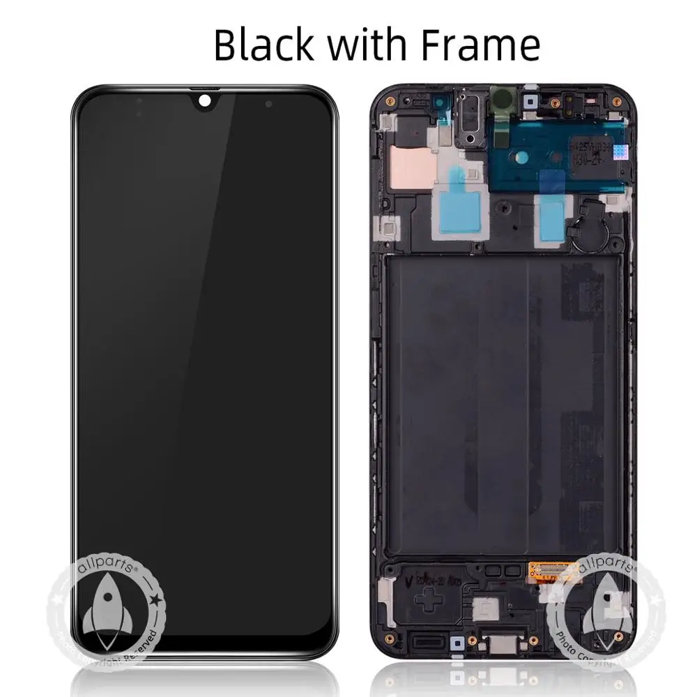Супер AMOLED ЖК-дисплей для samsung GALAXY A30 A305/DS A305F A305FD A305A сенсорный экран дигитайзер в сборе для samsung A30 lcd - Цвет: Black with Frame
