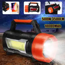 3500LM usb зарядка светодиодный рабочий светильник фонарь 10000 мАч батарея Точечный светильник ручной фонарь для кемпинга поисковый светильник для походов и охоты