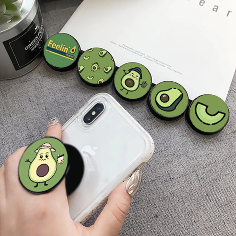 

Lovely Avocado Phone Holder for Mobile Phone Universal Expanding Stand Finger Holder Cartoon Folding Bracket for iPhone Huawei
