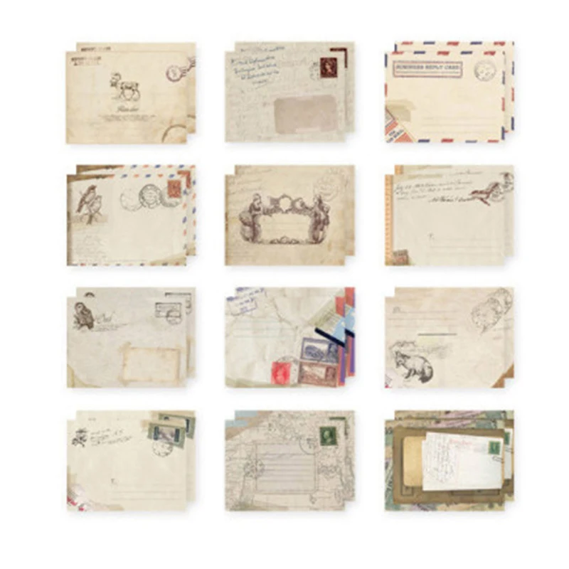 Mini Sobres de papel con diseños de 12 piezas, Estilo Vintage europeo para tarjetas, álbum de recortes, regalo