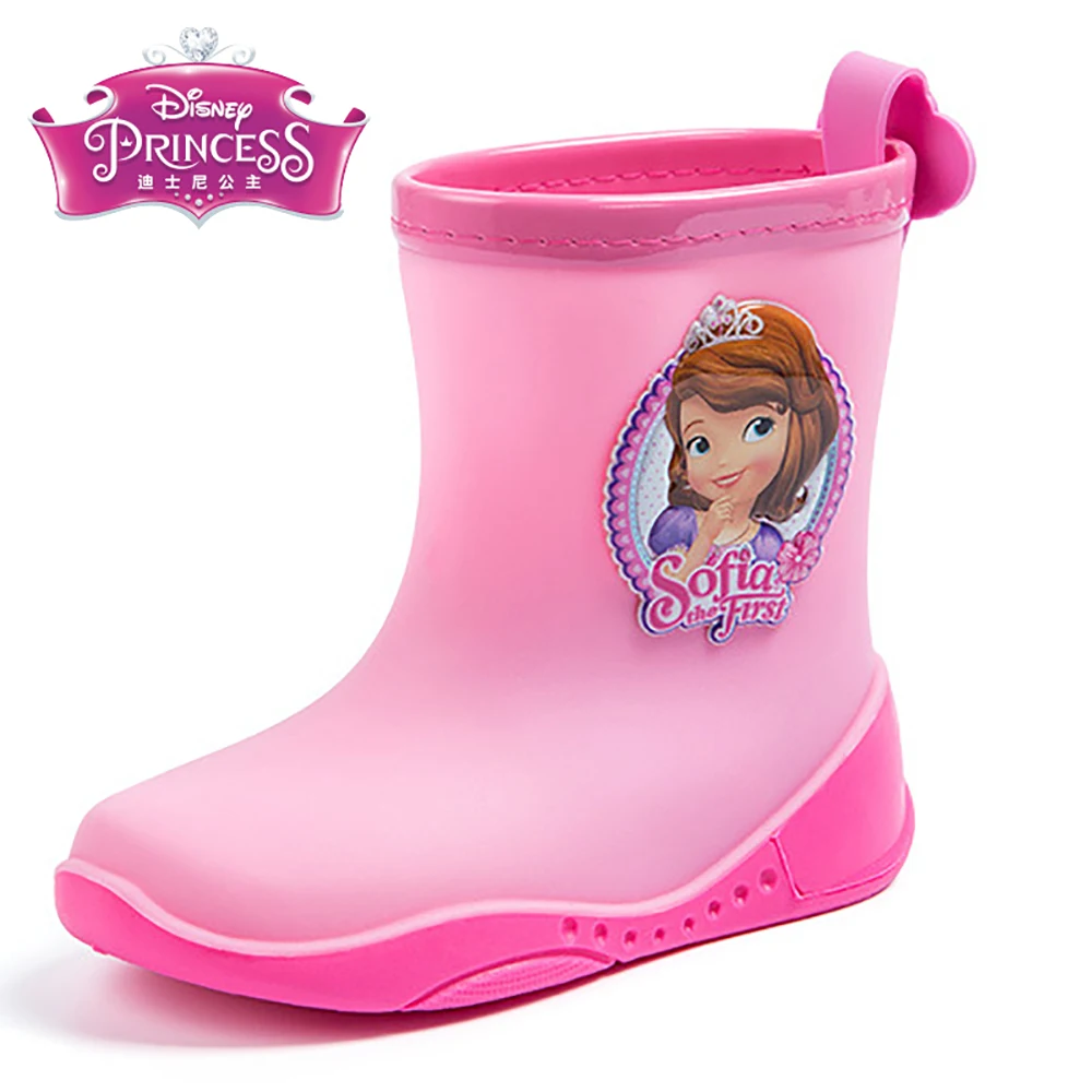 Disney Kids Cartoon mid-tube Rain Boots For Girls Sofia princess print fashion Boot Children