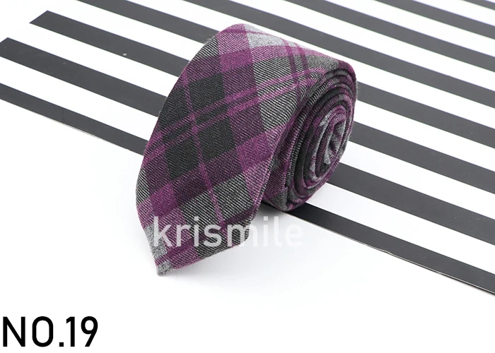 Men's Business Diamond Check Tie Artificial Wool Cotton Dark Color Tie Striped Black Grey Necktie For Daily Accessory Paty Gift