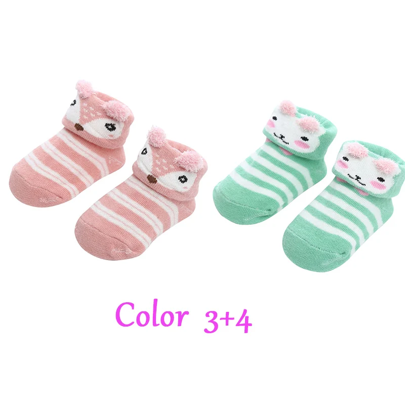 Носки для новорожденных, носки для малышей Нескользящие милые полосатые носки для малышей с рисунком трехмерные нескользящие носки-тапочки для малышей - Цвет: C2
