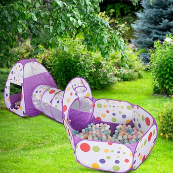 

4 colors 3pcs/Set Foldable Kid Baby Outdoor Toy Ball Pool Crawling Tunnel House Tent Kids Crawling Tunnel + Play Tents + Baby