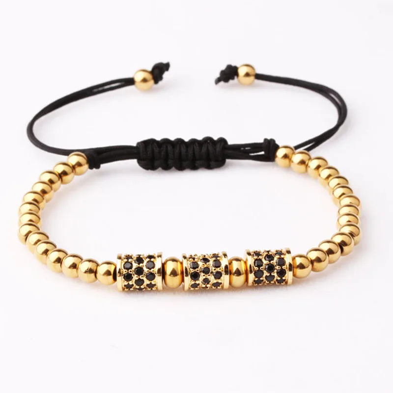 Fashion Jewelry CZ Tube Stainless Steel Beads Men Women Macrame Bracelet - Image 4