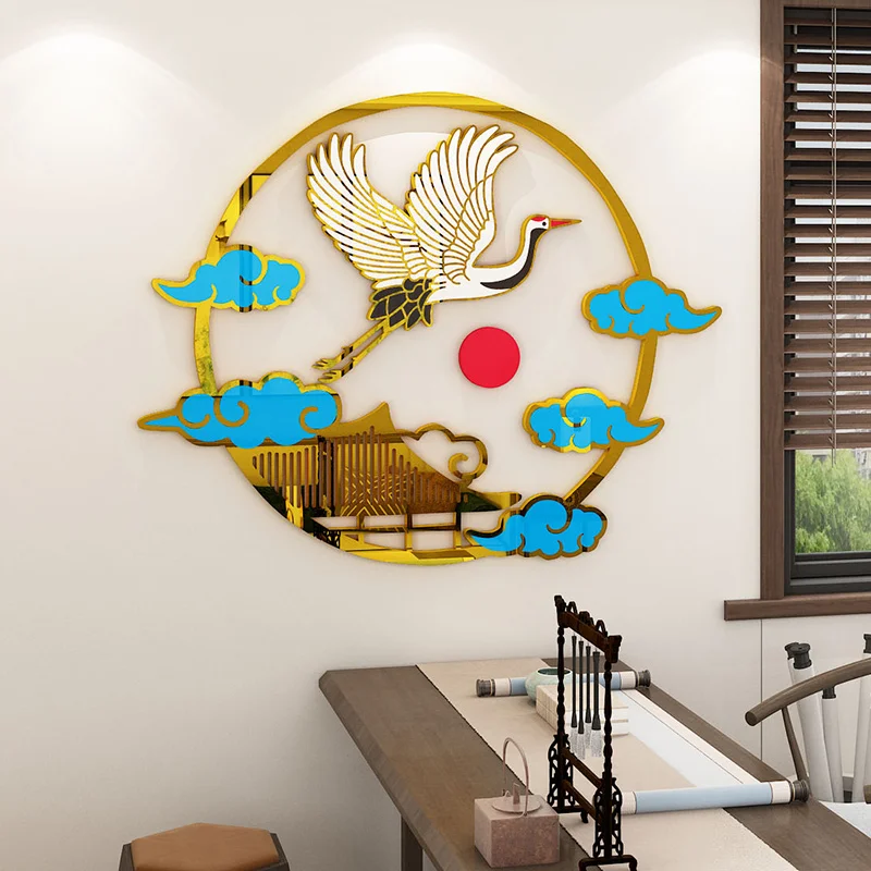 

WS17 Traditional Chinese 3D acrylic wall painting study bedroom porch background wall sticker living room decoration