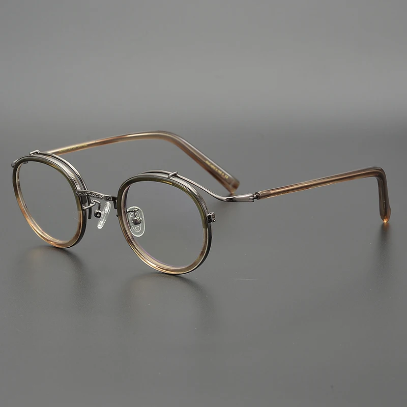 US $61.99 2020 New Luxury Round Acetate Titanium Glasses Frame Men Women Brand Designer Optical Spectacles Myopia Eyeglasses Frame Eyewear
